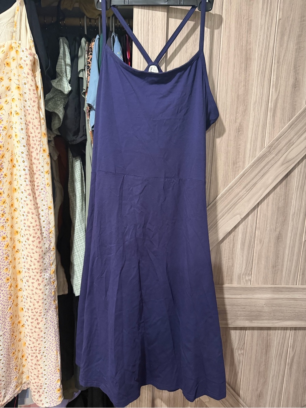 Pact organic fit & flare midi dress navy